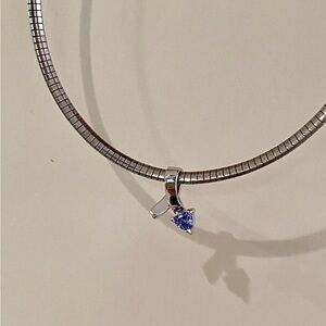 Tanzanite Silver Omega Necklace